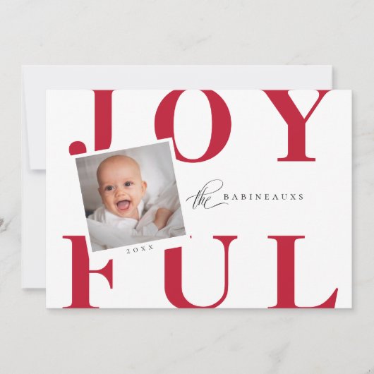 タイポグラフィはっきりしたGOIBLEホリデーフォトカードレッド シーズンカード (正面)