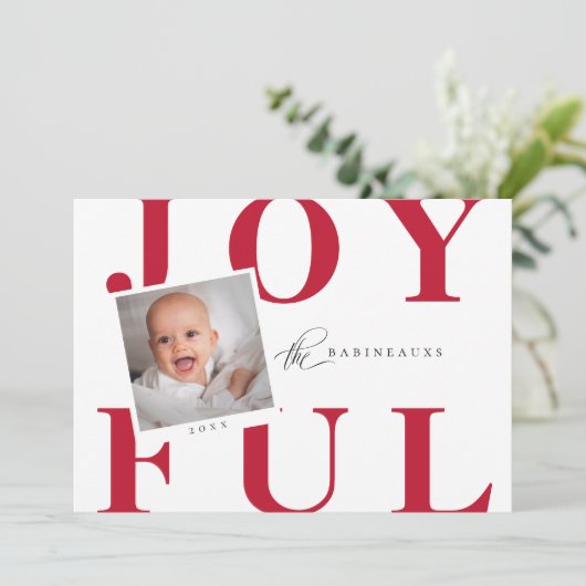 タイポグラフィはっきりしたGOIBLEホリデーフォトカードレッド シーズンカード (スタンド正面)