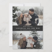 タイポグラフィはクリスマスの写真をずっと笑っている シーズンカード (正面)