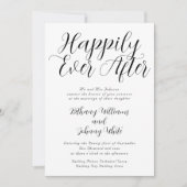 タイポグラフィは幸いにもバックホワイトの後結婚に 招待状 (正面)