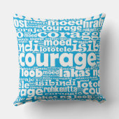 タイポグラフィやる気を起こさせるブルー&ホワイト勇気マイア クッション (裏面)