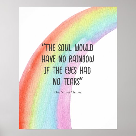 タイポグラフィやる気を起こさせる引用文ウォーターカラーレインボー ポスター (正面)