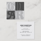 タイポグラフィをグレー・デザイナで スクエア名刺 (正面/裏面)