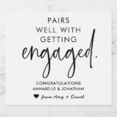 タイポグラフィを得ることと上手にペアを組婚約したむ スパークリングワインラベル (シングルラベル)