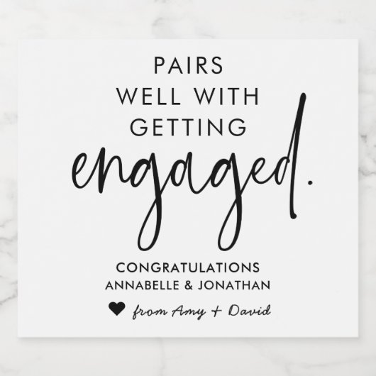 タイポグラフィを得ることと上手にペアを組婚約したむ スパークリングワインラベル (シングルラベル)