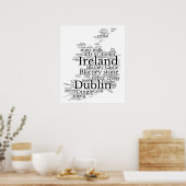 タイポグラフィアイルランドの地図 ポスター (キッチン)
