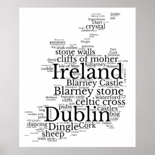 タイポグラフィアイルランドの地図 ポスター