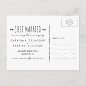 タイポグラフィアステカたった今結婚しましたはがき 案内ポストカード (裏面)