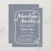 タイポグラフィアドベンチャーアワイ航海のズベビーシャワー 招待状 (正面/裏面)
