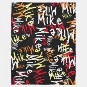 タイポグラフィアーバングラフィティネームアロバーブラック フリースブランケット (正面)