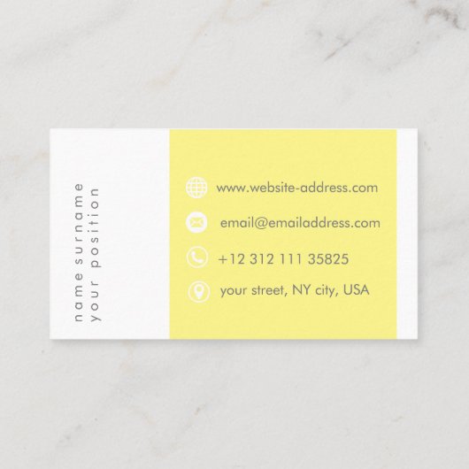 タイポグラフィイエロー 名刺 (裏面)