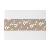 タイポグラフィイニシャル、白い花の素朴結婚な 招待状ベリーバンド (裏面例)