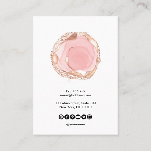 タイポグラフィイヤリング表示ホルダージュエリー赤面 名刺 (裏面)