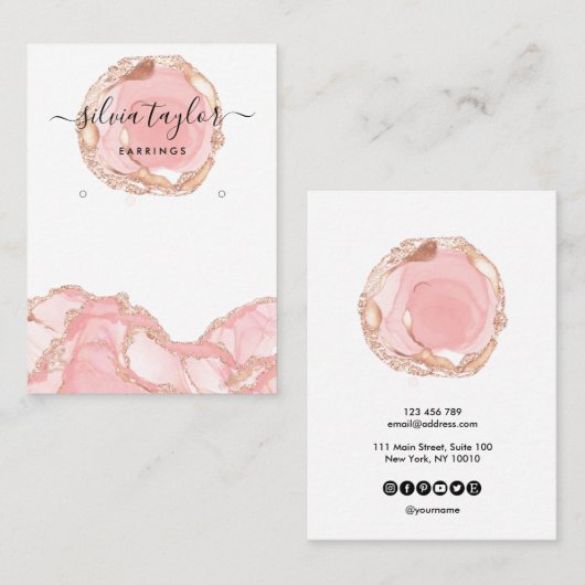 タイポグラフィイヤリング表示ホルダージュエリー赤面 名刺 (正面/裏面)