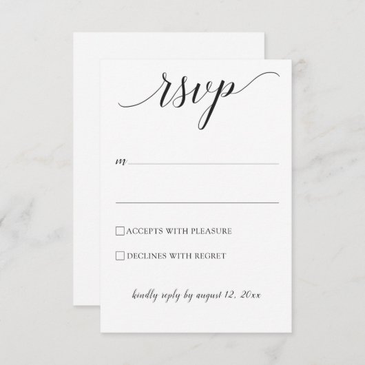 タイポグラフィウェディングRSVP /返信カード（黒） 出欠カード (正面/裏面)