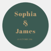 タイポグラフィエメはっきりしたラルドグリーン金ゴールドミニマリスト ラウンドシール (正面)