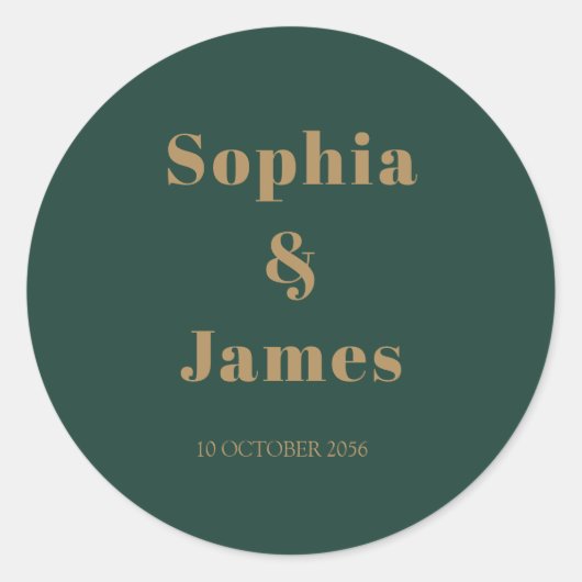 タイポグラフィエメはっきりしたラルドグリーン金ゴールドミニマリスト ラウンドシール (正面)