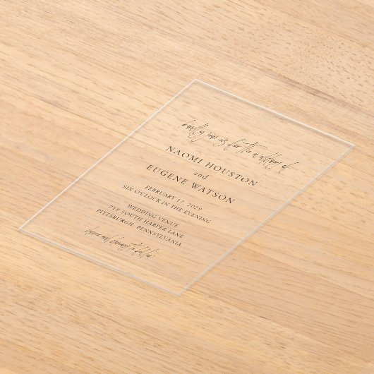 タイポグラフィエレガコンテンポラリーントウェディング アクリル招待状 (レイダウン)