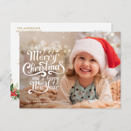 タイポグラフィエレガントの挨拶 ポストカード (正面/裏面)