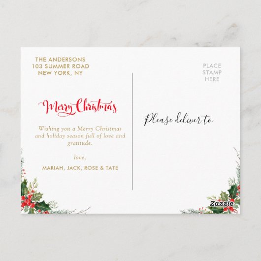 タイポグラフィエレガントの挨拶 ポストカード (裏面)