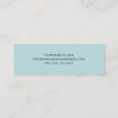 タイポグラフィエレガントアクアブルーリネンミニマリスト スキニー名刺 (裏面)