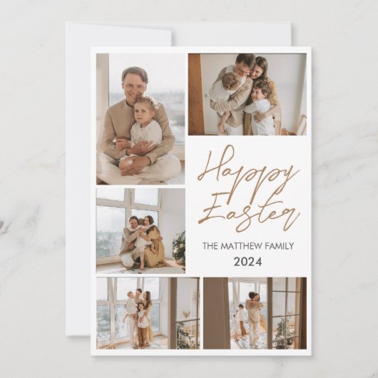 タイポグラフィエレガントイースターファミリーフォトコラージュ シーズンカード (正面)