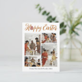タイポグラフィエレガントイースター家族の写真コラージュ シーズンポストカード (スタンド正面)