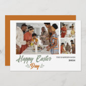 タイポグラフィエレガントイースター家族3枚の写真 シーズンカード (正面/裏面)