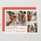 タイポグラフィエレガントイースター家族3枚の写真 シーズンカード (正面/裏面)