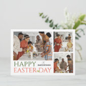 タイポグラフィエレガントイースター家族3枚の写真 シーズンカード (スタンド正面)