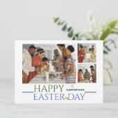 タイポグラフィエレガントイースター家族3枚の写真 シーズンカード (スタンド正面)