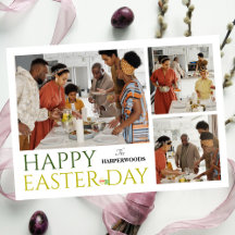 タイポグラフィエレガントイースター家族3枚の写真