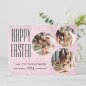タイポグラフィエレガントイースター家族3枚の写真 シーズンカード (スタンド正面)