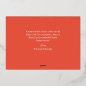 タイポグラフィエレガントイースター家族3枚の写真 箔シーズンカード (裏面)