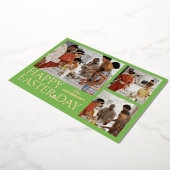 タイポグラフィエレガントイースター家族3枚の写真 箔シーズンカード (回転した状態)