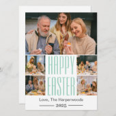 タイポグラフィエレガントイースター家族5枚の写真 シーズンカード (正面/裏面)