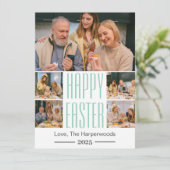 タイポグラフィエレガントイースター家族5枚の写真 シーズンカード (スタンド正面)