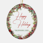 タイポグラフィエレガントクラシックの緑 セラミックオーナメント (左)