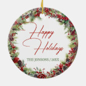 タイポグラフィエレガントクラシックの緑 セラミックオーナメント (裏面)