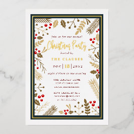 タイポグラフィエレガントクリスマスパーティーフォイル招待状 箔招待状