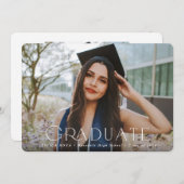 タイポグラフィエレガントックオーバーレイ2枚の写真卒業 案内状 (正面/裏面)