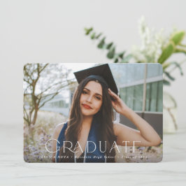 タイポグラフィエレガントックオーバーレイ2枚の写真卒業 案内状