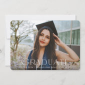 タイポグラフィエレガントックオーバーレイ2枚の写真卒業 案内状 (正面)