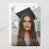 タイポグラフィエレガントックオーバーレイ2枚の写真卒業 案内状 (正面/裏面)