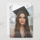 タイポグラフィエレガントックオーバーレイ2枚の写真卒業 案内状 (正面)