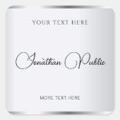 タイポグラフィエレガントテンプレートモダンシルバールック スクエアシール (正面)