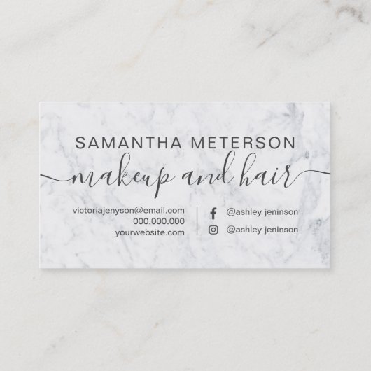 タイポグラフィエレガントトレンディー白大理石 ロイヤリティカード (裏面)