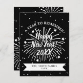 タイポグラフィエレガントハッピーニューイヤー2024ファミリーカード シーズンカード (正面/裏面)