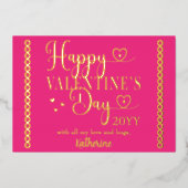 タイポグラフィエレガントハッピーバレンタインデー 箔シーズンカード (正面)