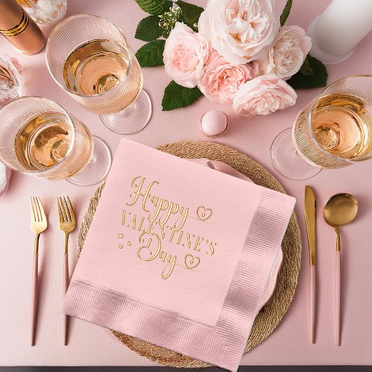 タイポグラフィエレガントハッピーバレンタインデー 箔ナプキン